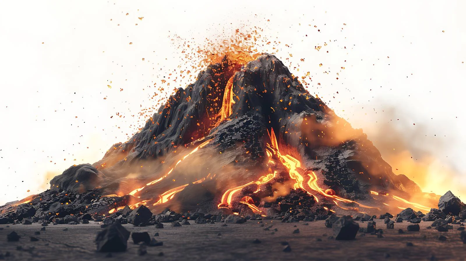 Volcanic eruption in isolated landscape — free download from Dotvec