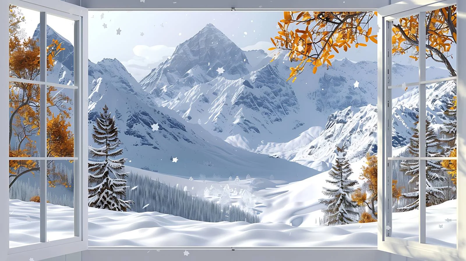 Snowy Mountain Landscape in Autumn Fall — free download from Dotvec