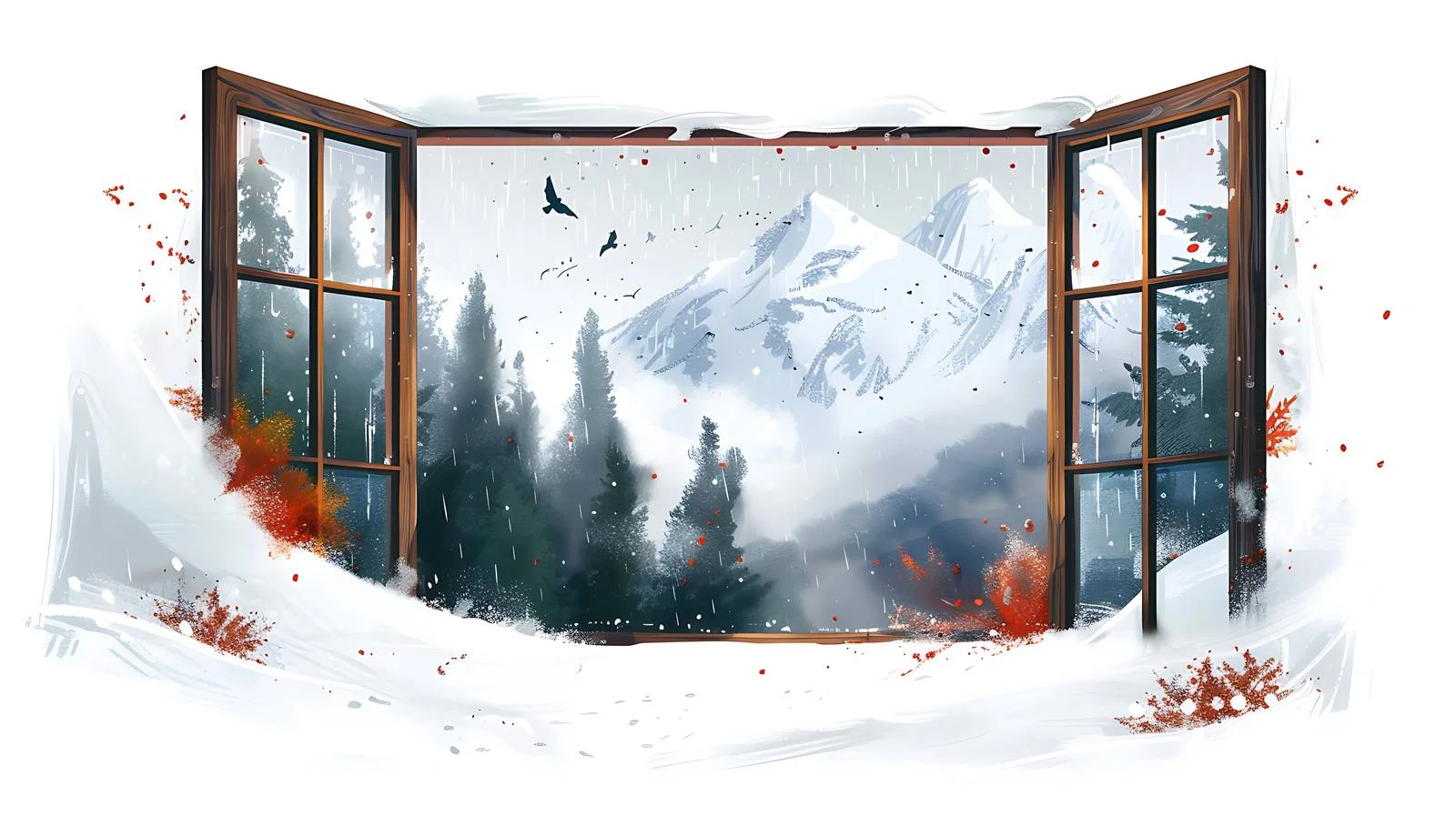 Snowy Mountain Scene — free download from Dotvec