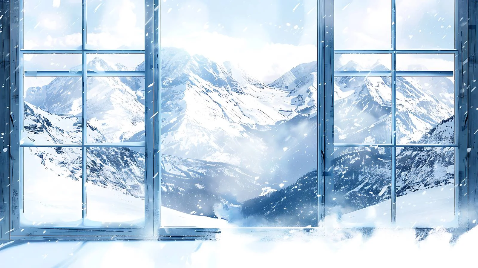 Majestic Mountain Landscape with Snowfall — free download from Dotvec