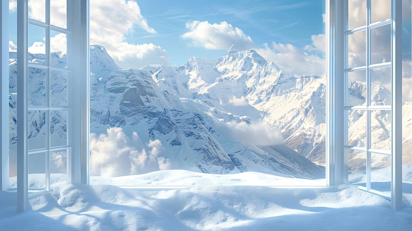 Snow Mountain Winter Sunset Landscape Illustration — free download from Dotvec