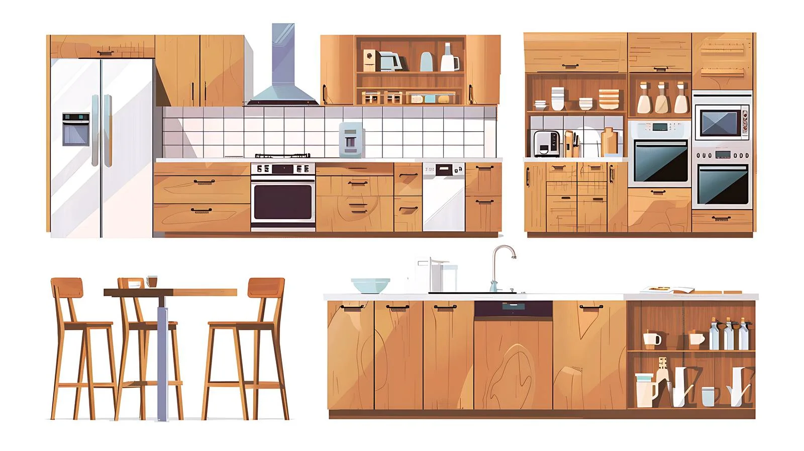 Modern Kitchen Illustrations — free download from Dotvec
