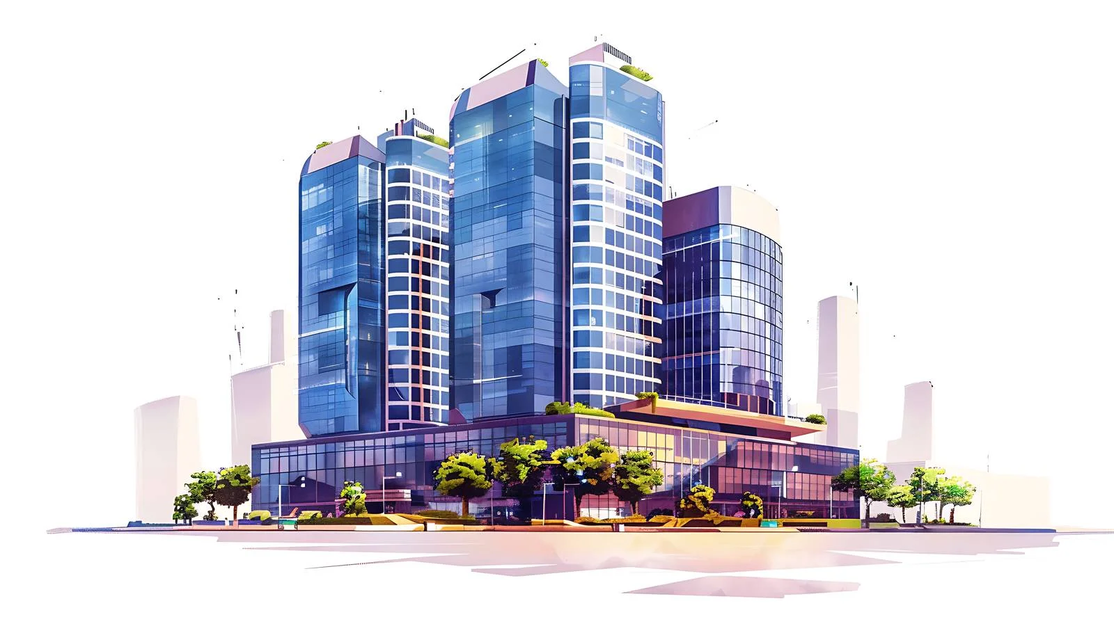 Office Buildings Illustrations – free cad image from Dotvec