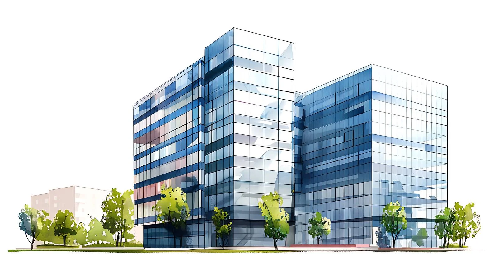 Modern Office Building Exterior Facade Illustration — free download from Dotvec