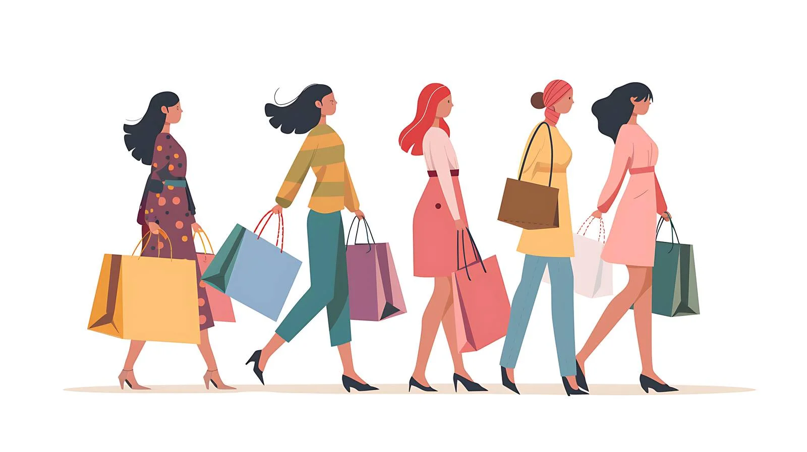 Modern Young Women Shopping Illustration — free download from Dotvec