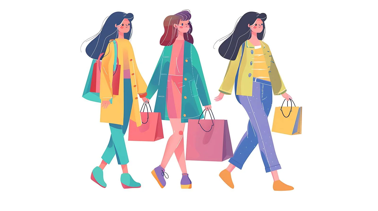 Young Women Shopping Illustration — free download from Dotvec