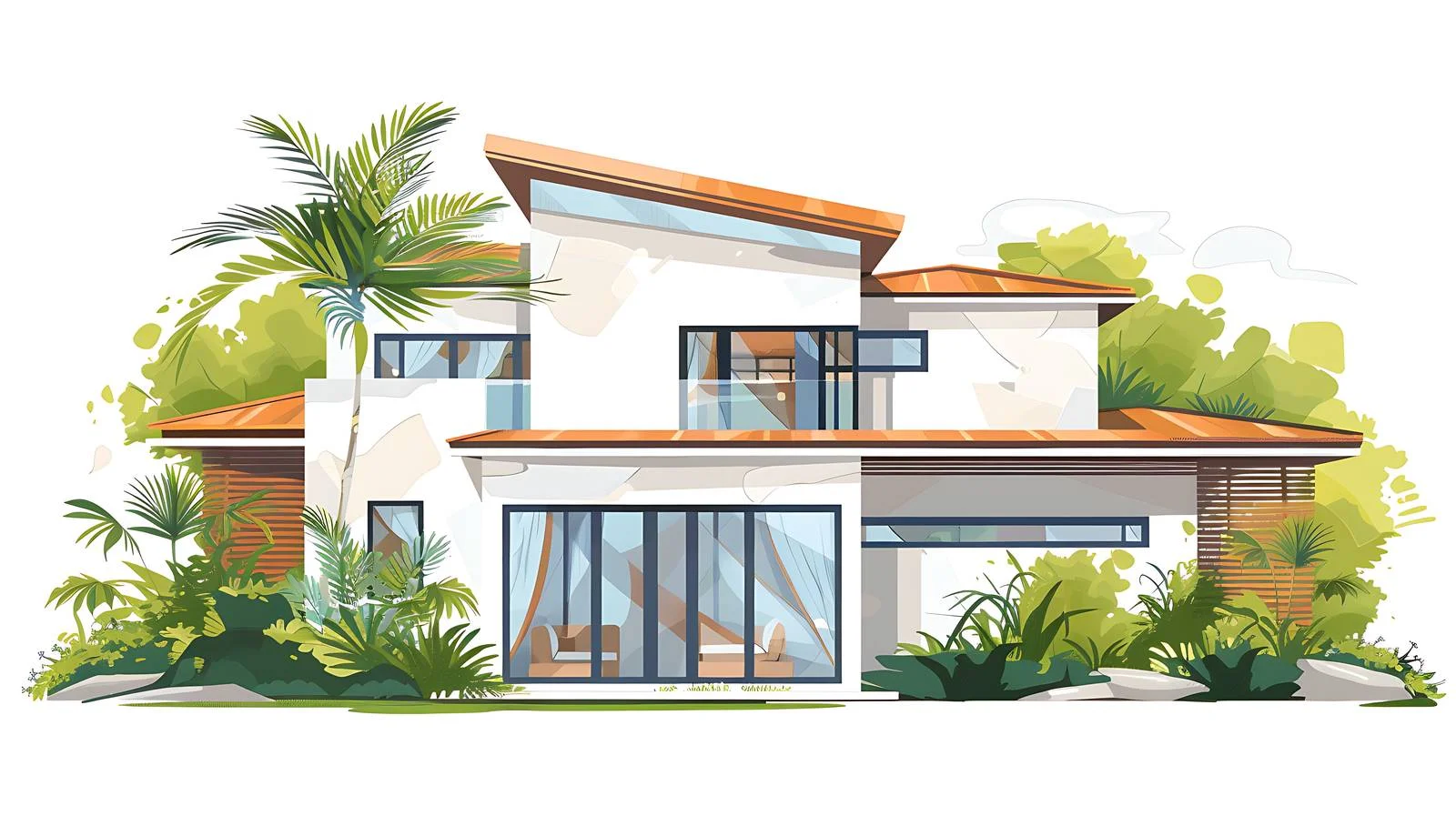 Luxurious Garden Villa Illustration — free download from Dotvec