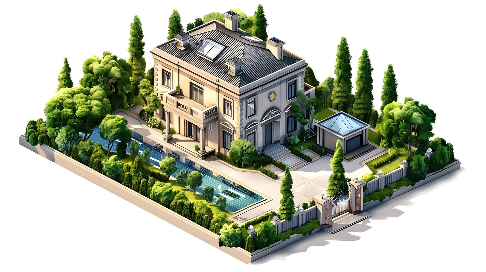 Luxurious Garden Villa Isolation Illustration — free download from Dotvec