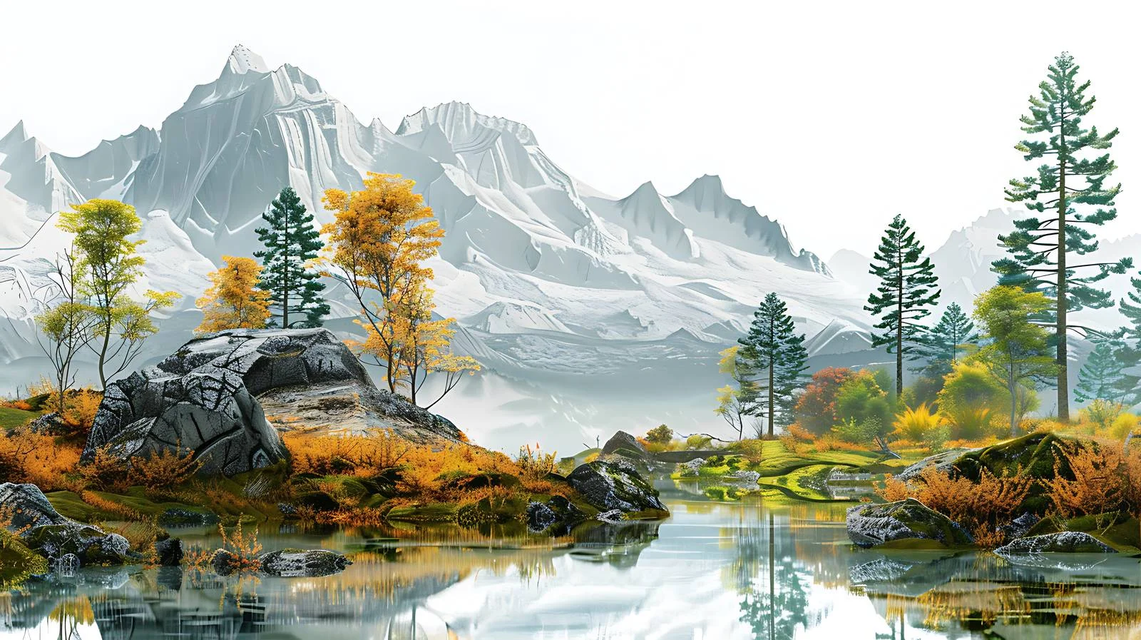 Exquisite illustrations depicting serene isolated landscapes — free download from Dotvec