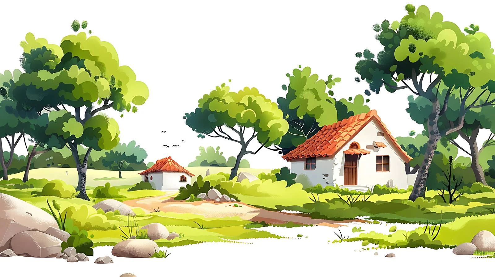 Serene Countryside Landscape Illustration — free download from Dotvec
