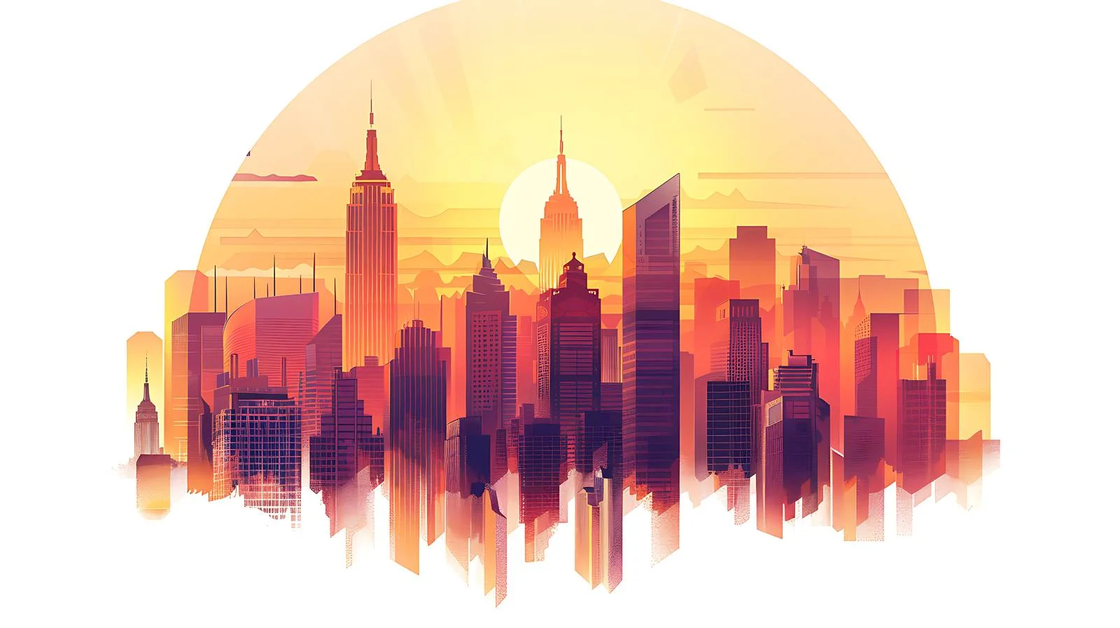 Sunset Architecture Illustration — free download from Dotvec