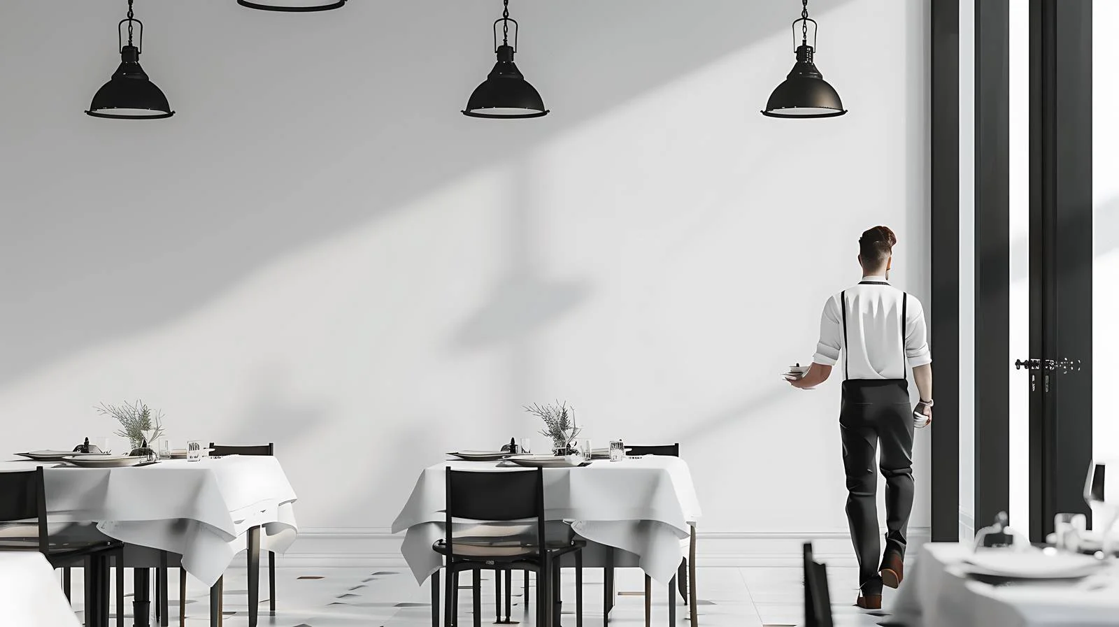Waiter Serving in Isolated Restaurant Setting — free download from Dotvec