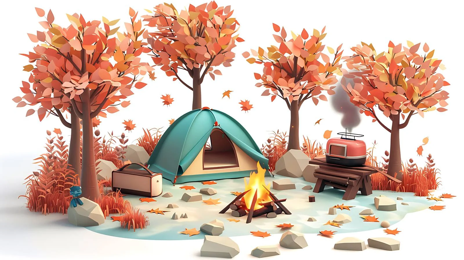 Outdoor Adventure Camping Scene on White — free download from Dotvec