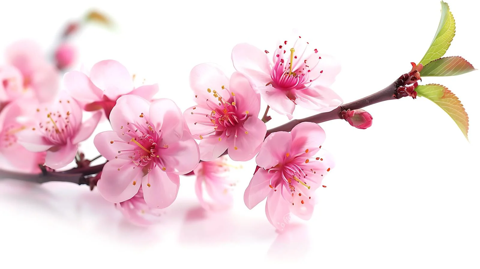 Elegant peach blossom branch on white background — free download from Dotvec