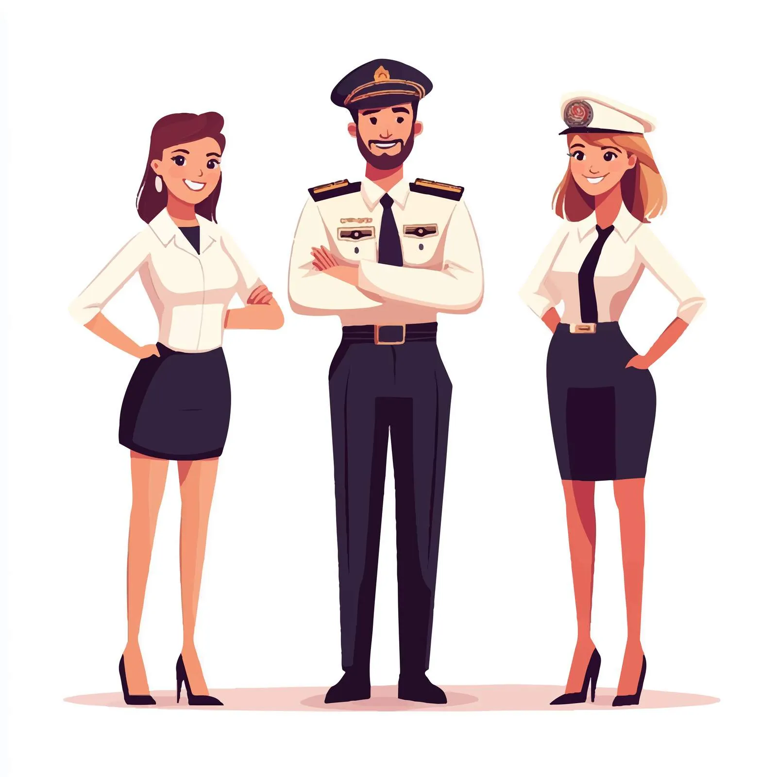 Aircraft Crew: Captain, Pilot, and Stewards — free download from Dotvec