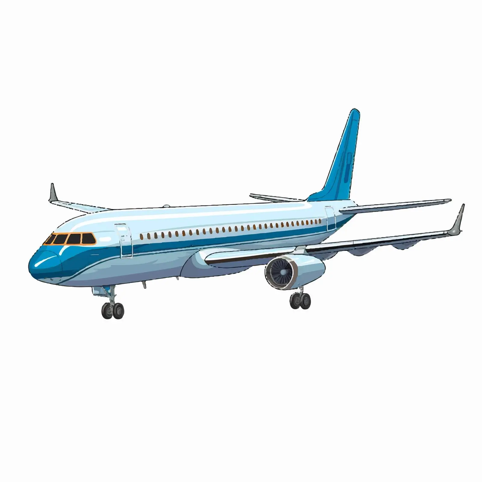 Aircraft Line Vector Illustration on White Background – free transportation vector image from Dotvec