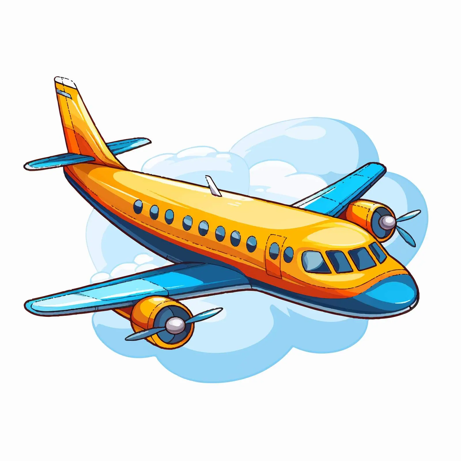 Cartoon Airplane Sticker Illustration on White Background — free download from Dotvec