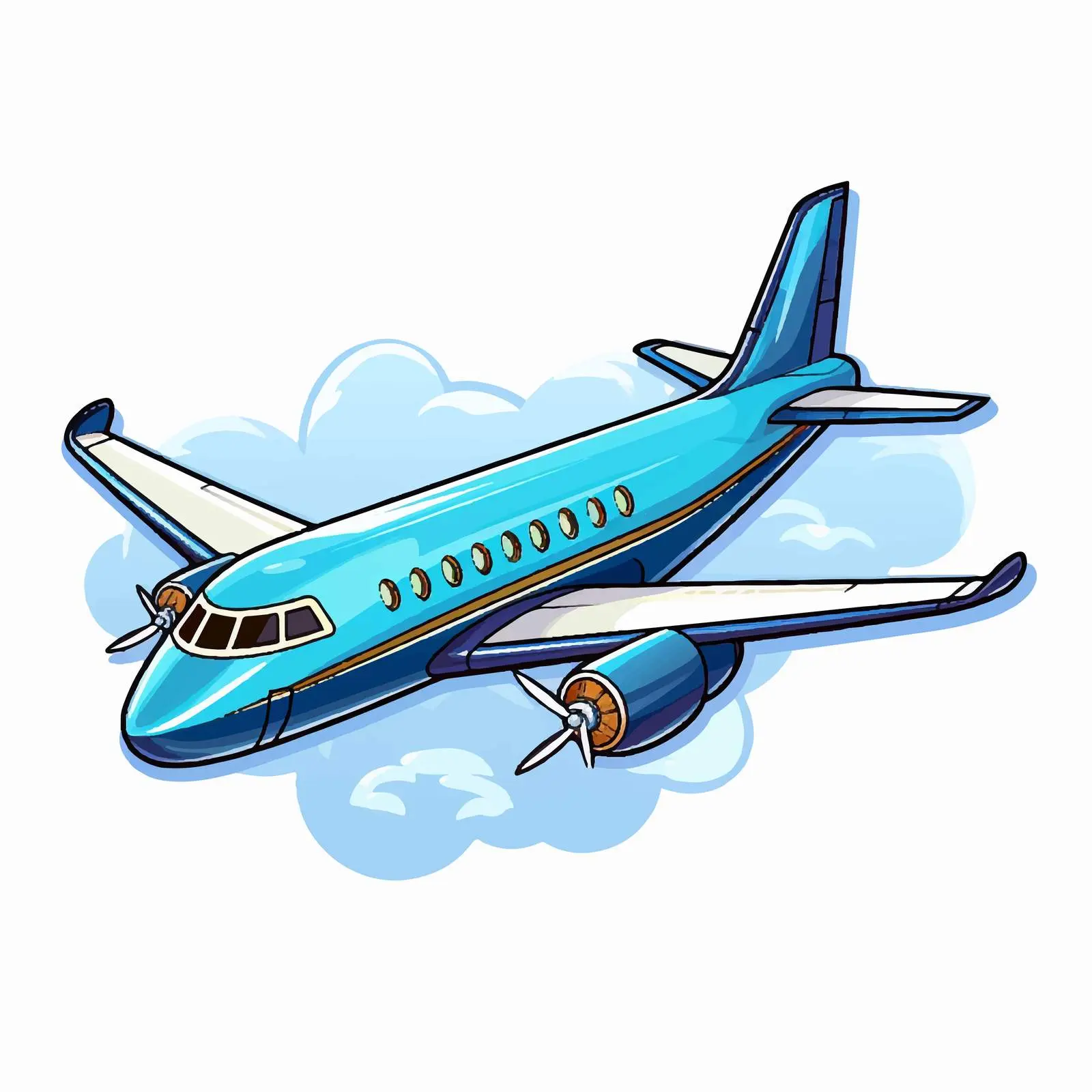 Cartoon Airplane Sticker Illustration on White Background — free download from Dotvec