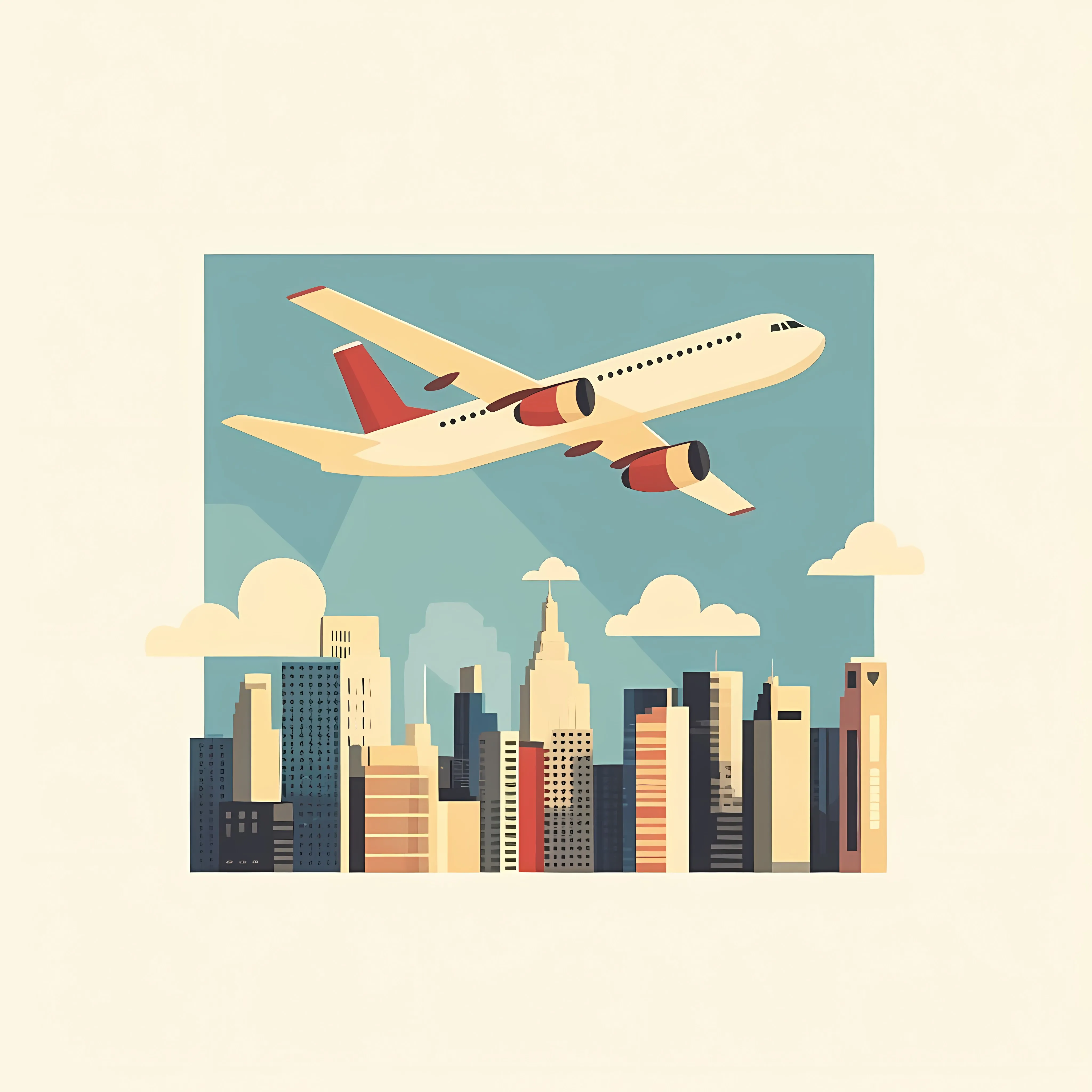Airplane Flying Over Beautiful City Illustration — free download from Dotvec
