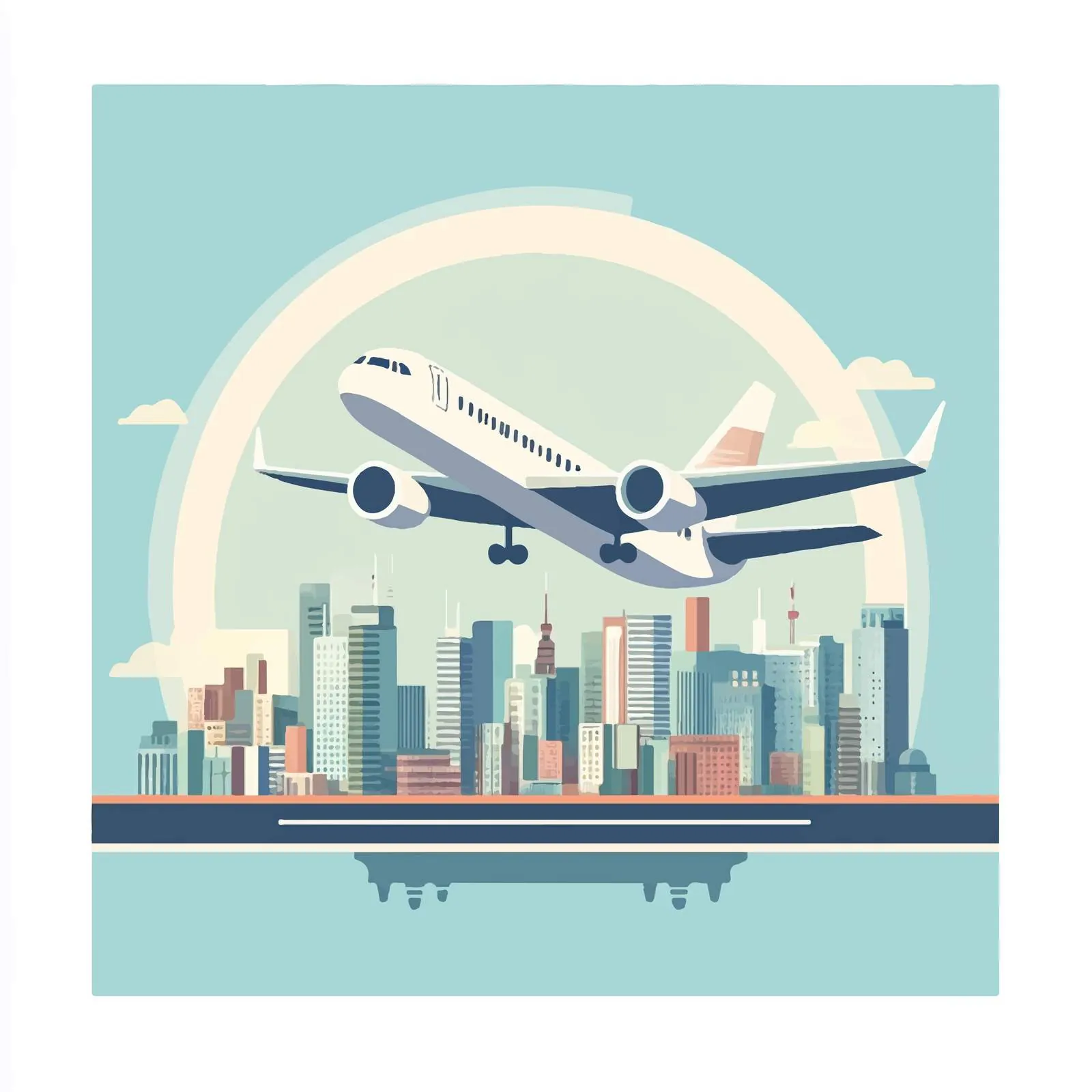 Airplane Flying Over Beautiful City Vector Illustration — free download from Dotvec
