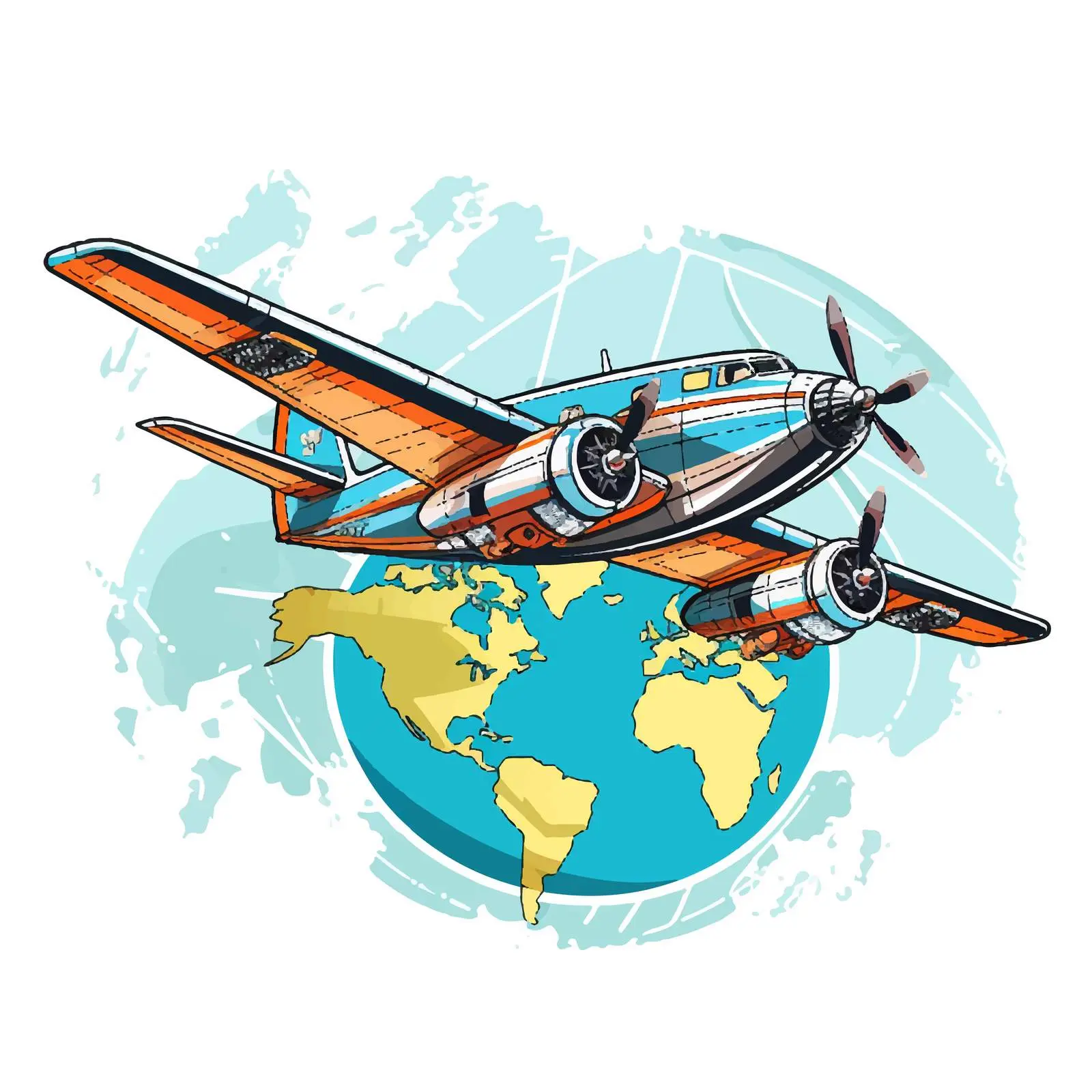 Airplane Flying Over World Map Vector Illustration — free download from Dotvec