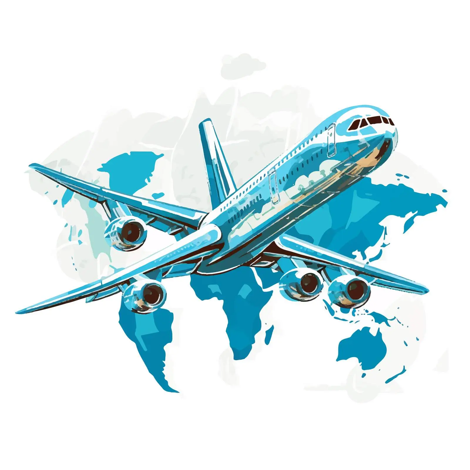 Airplane Flying Over World Map Vector Illustration — free download from Dotvec