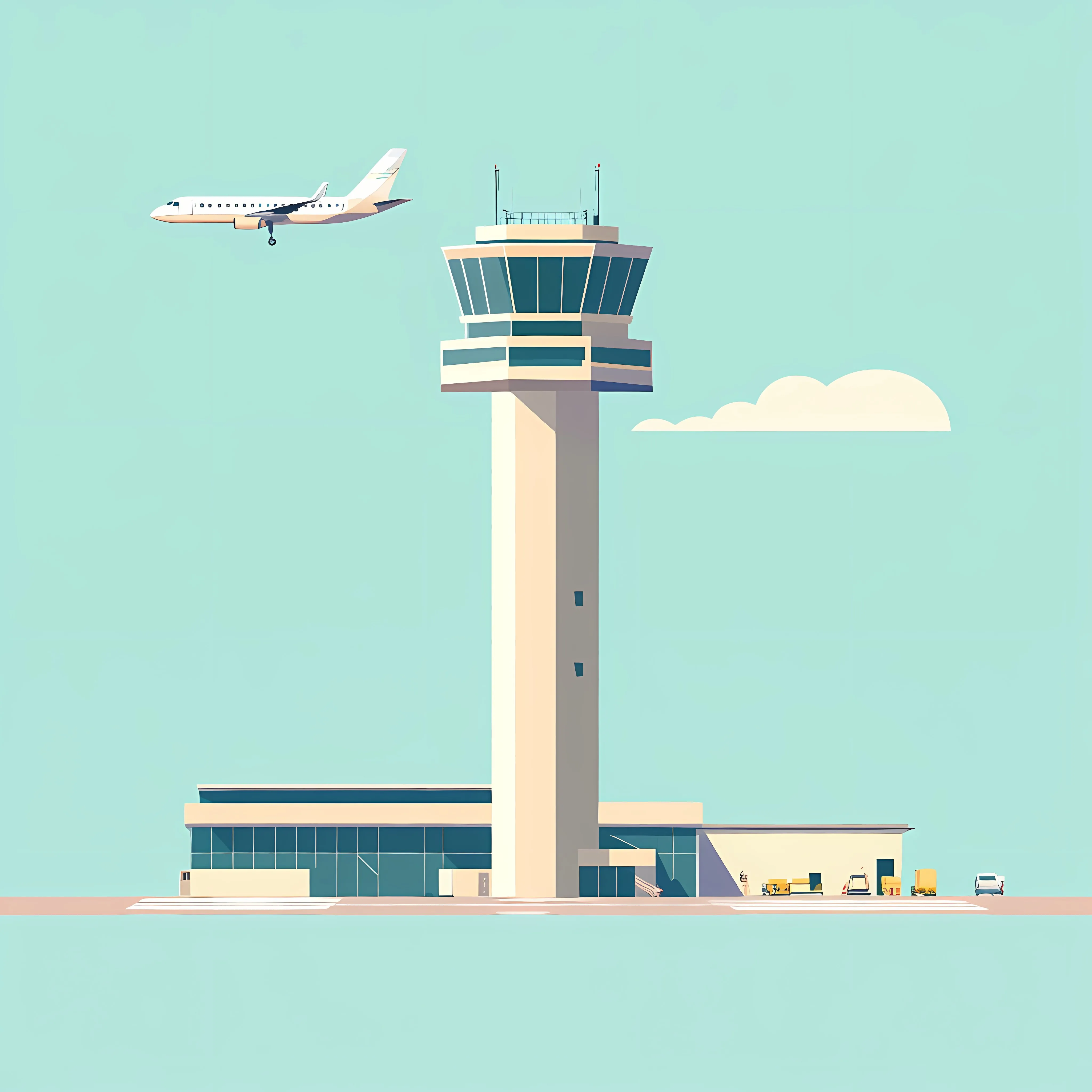 Flat Vector Illustration of Airport Control Tower — free download from Dotvec