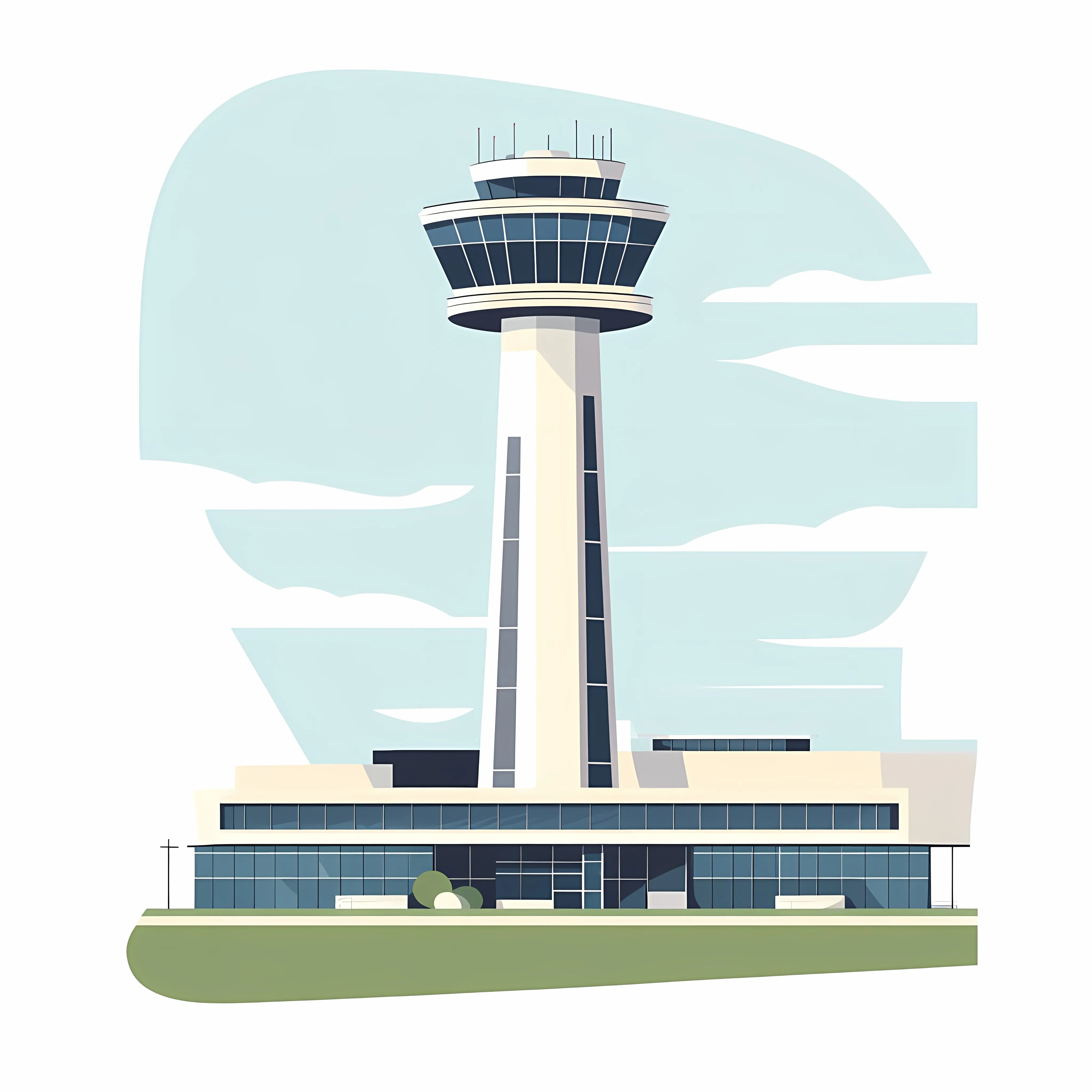 Flat Vector Illustration of Airport Control Tower – free around image from Dotvec