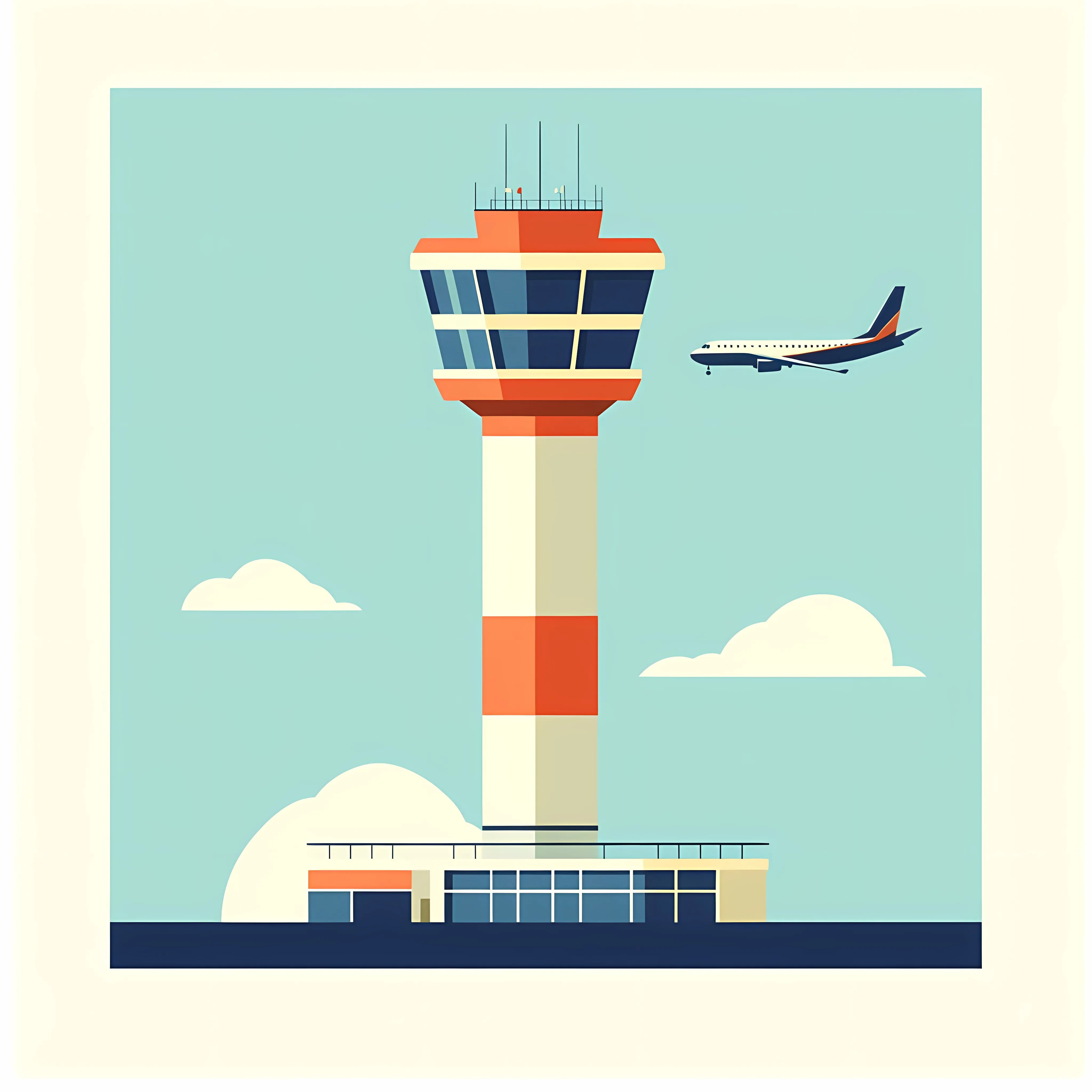 Airport Control Tower Flat Vector Illustration — free download from Dotvec