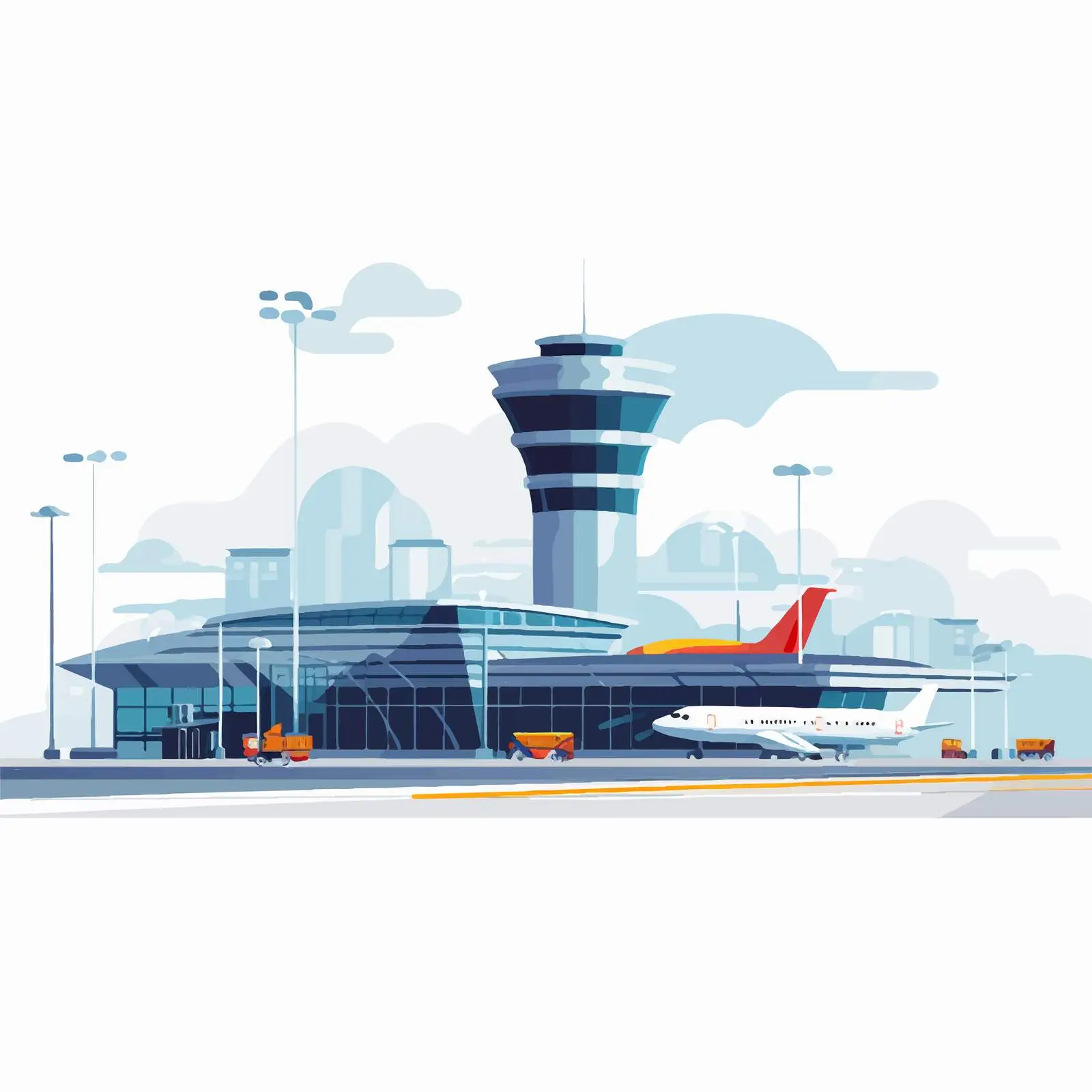 Flat Vector Illustration of Airport Terminal — free download from Dotvec