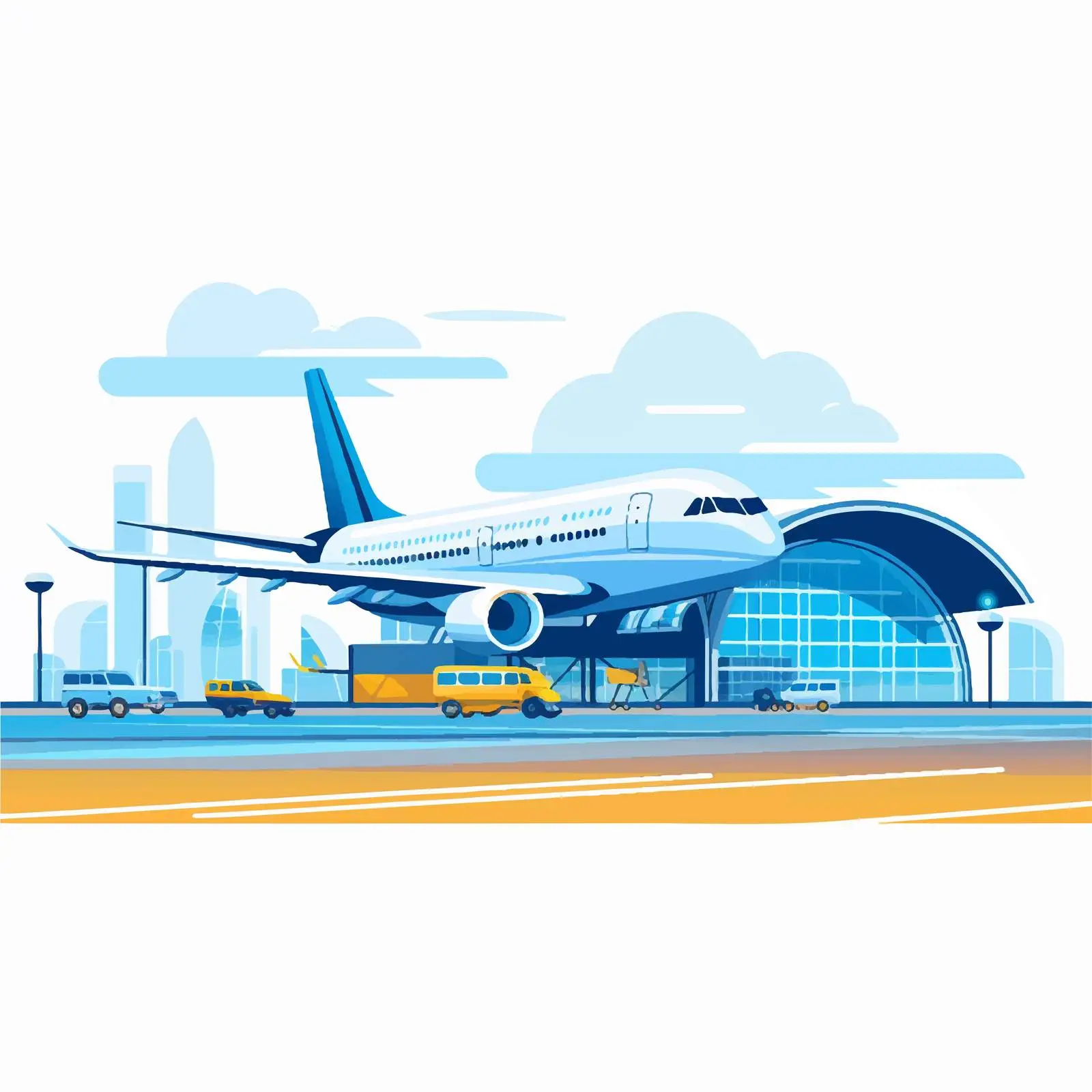 Flat Vector Illustration of Airport Terminal — free download from Dotvec