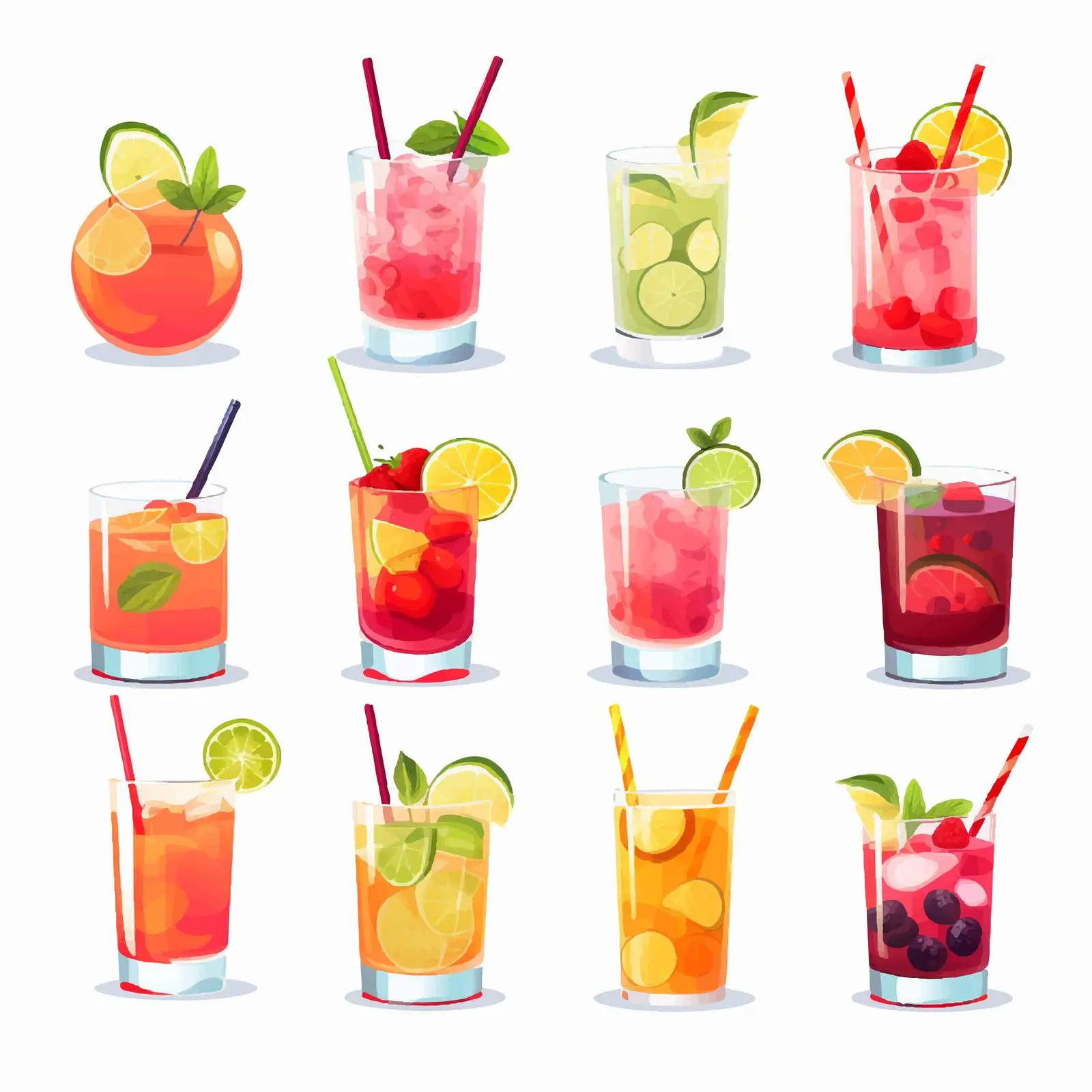 Tropical Summer Cocktails in Elegant Glasses – free cocktails image from Dotvec