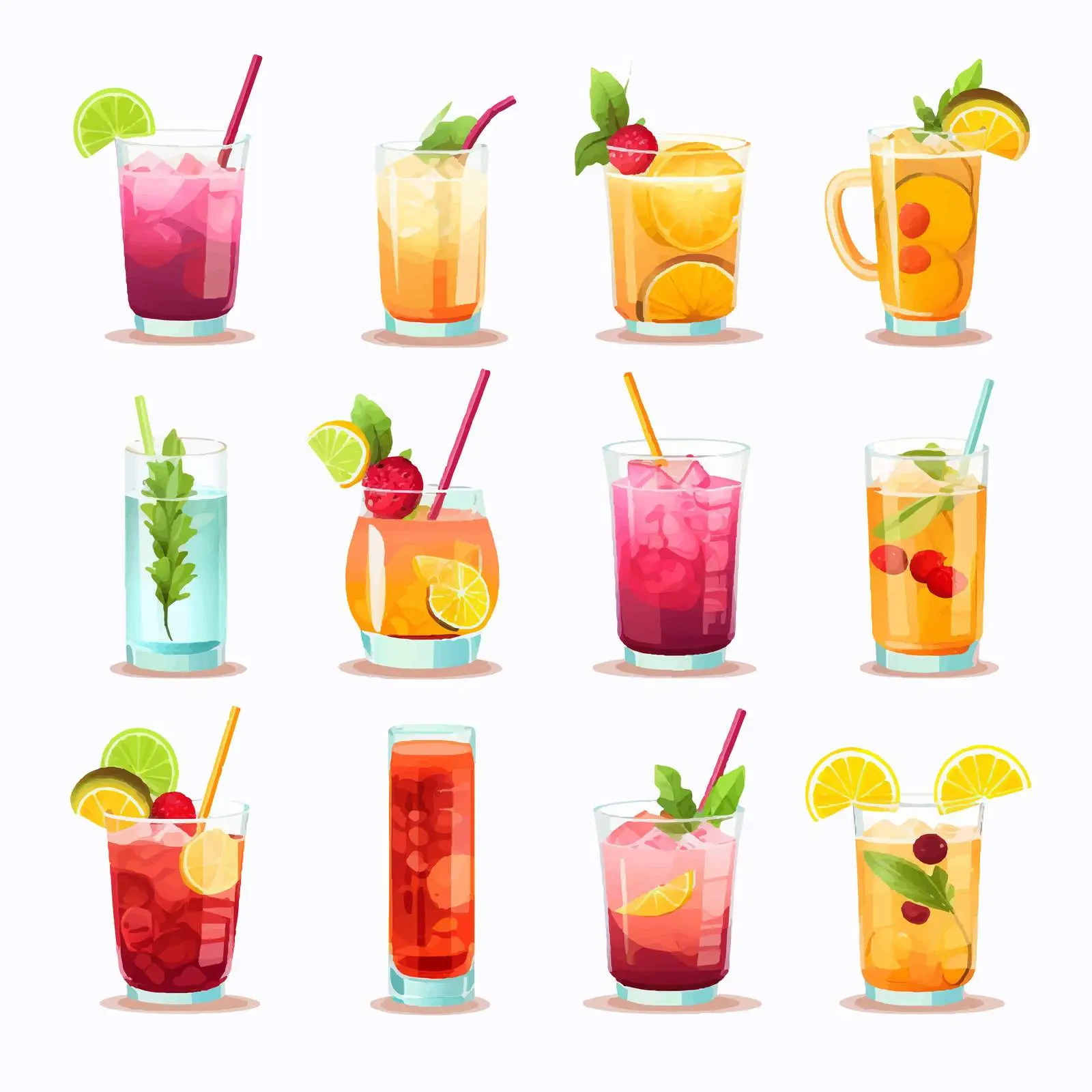 Tropical Summer Cocktail Set in Glasses – free cocktails image from Dotvec