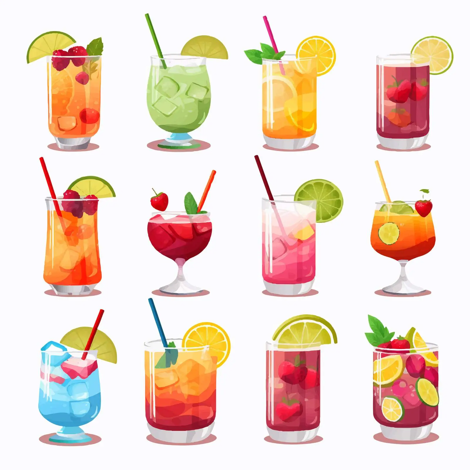 Tropical Summer Cocktails in Glass Set – free cocktails image from Dotvec