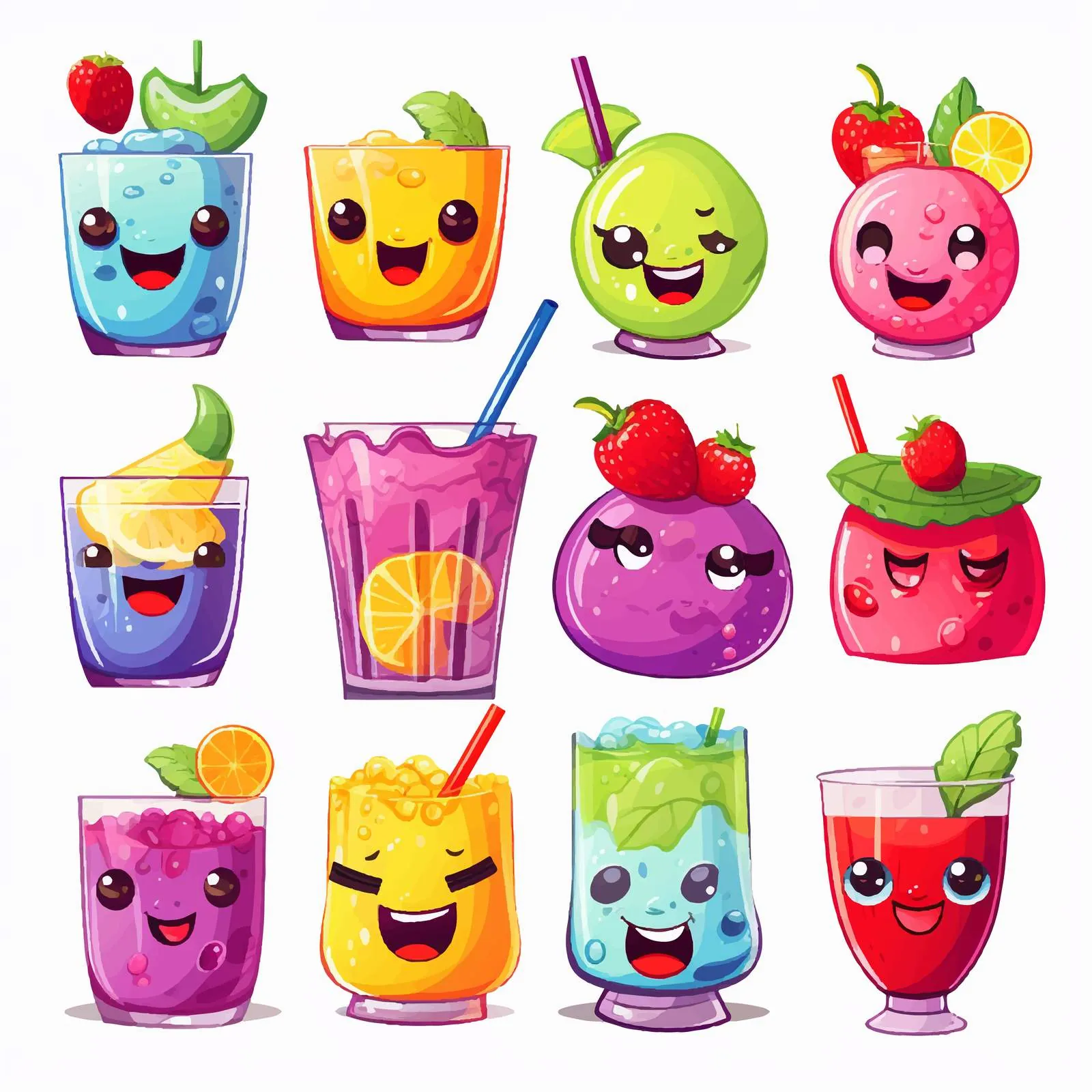 Funny Smiling Faces on Alcoholic Cocktails – free cocktails image from Dotvec