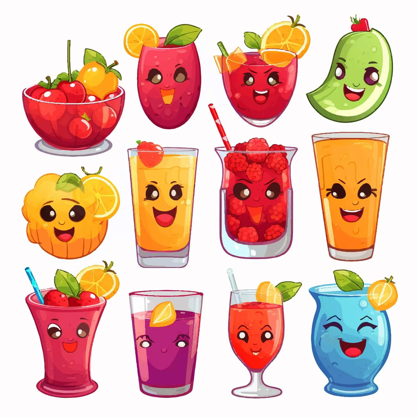 Funny Cocktails with Smiling Faces in Glasses – free cocktails image from Dotvec