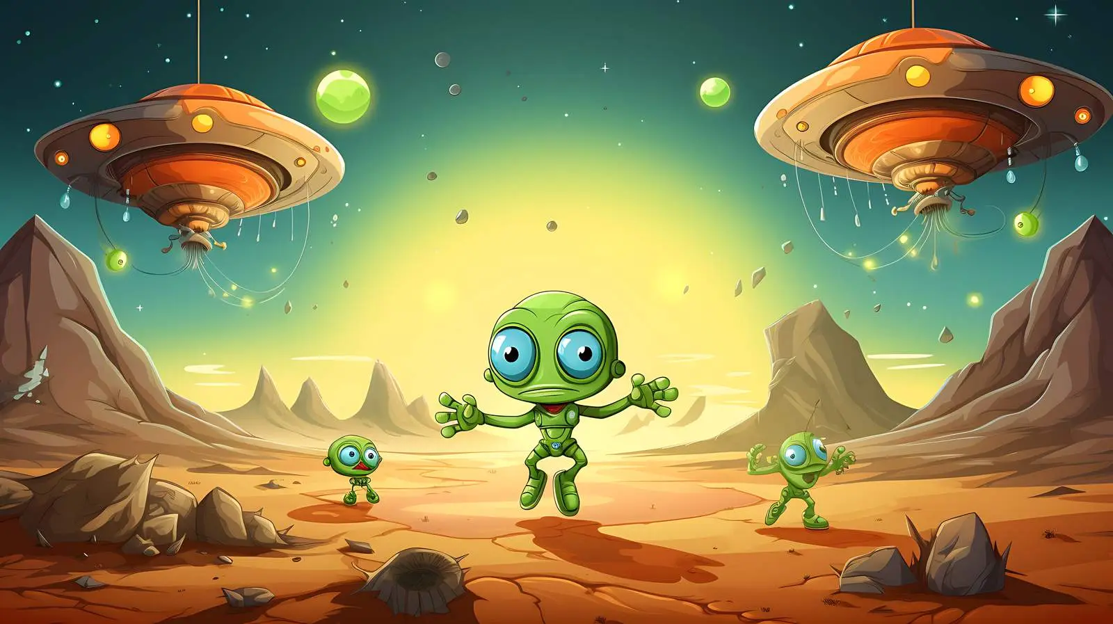 Alien Space Scene Vector Illustration — free download from Dotvec