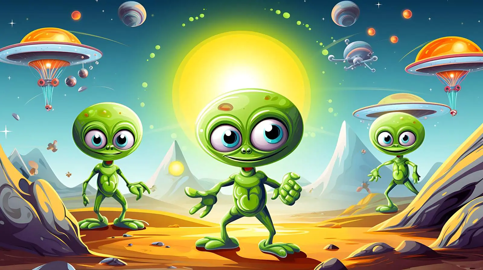 Aliens in Space Scene Illustration — free download from Dotvec