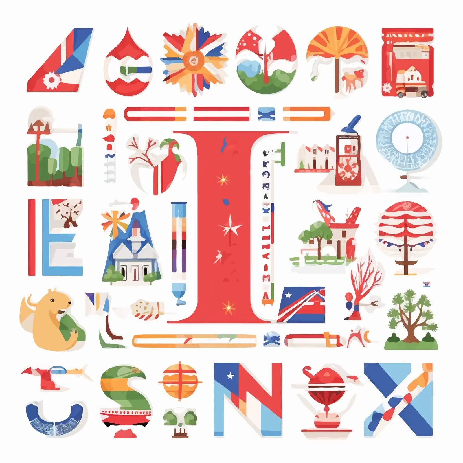 A-Z World Countries Scrapbook Kit in National Colors – free visual aids image from Dotvec