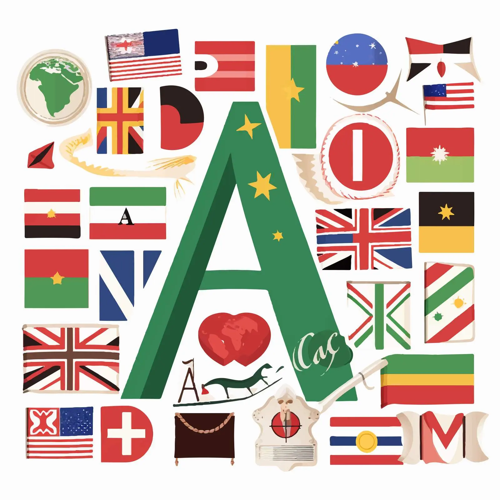 A-Z World Countries Scrapbook Kit in National Colors — free download from Dotvec