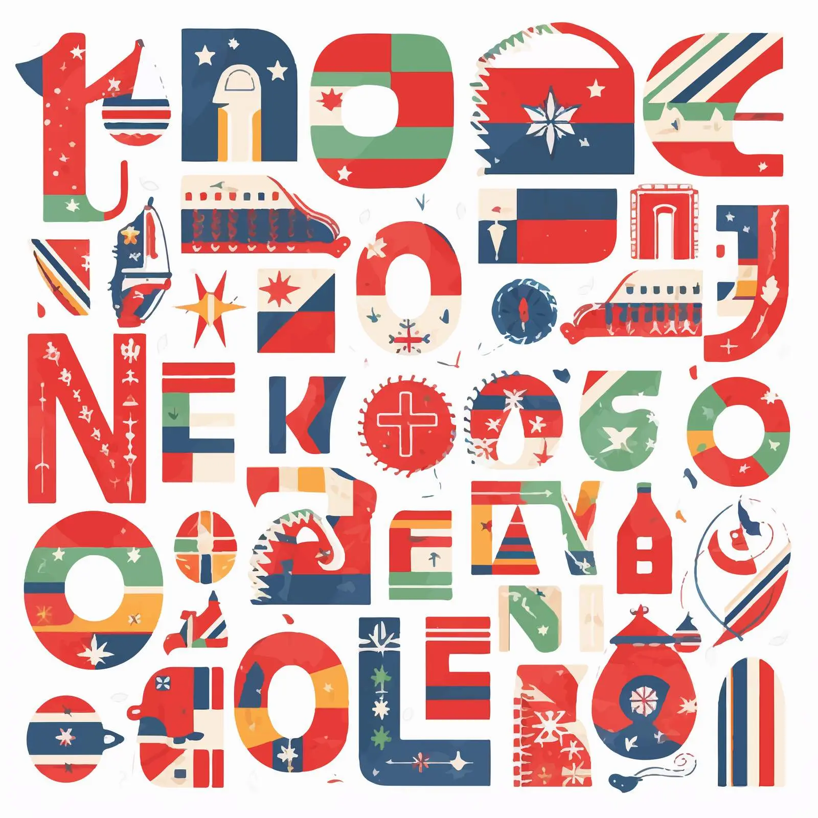 A-Z World Countries Scrapbook Kit in Color – free visual learning image from Dotvec