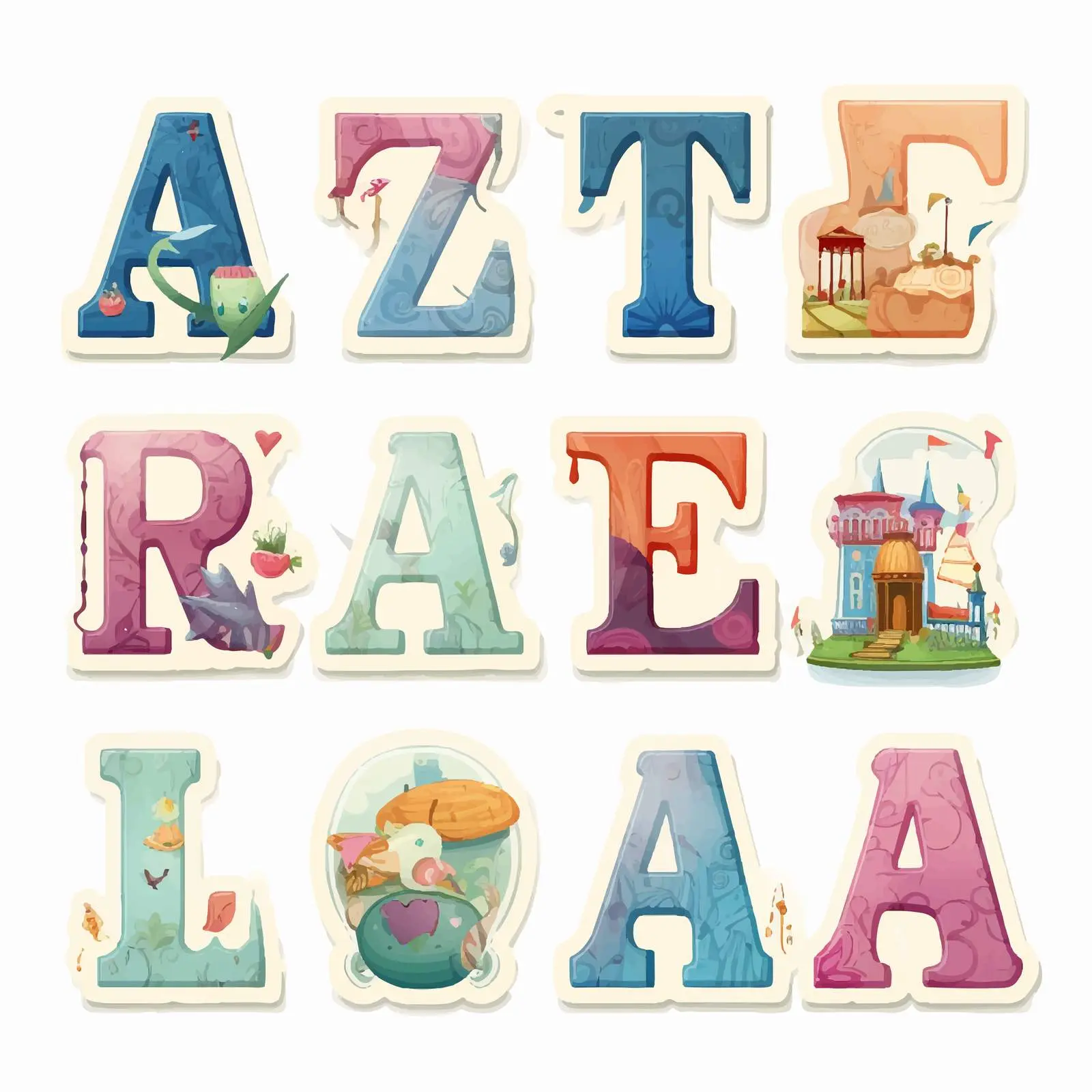 World Countries Scrapbook Labels A-Z Part 2 – free visual learning image from Dotvec