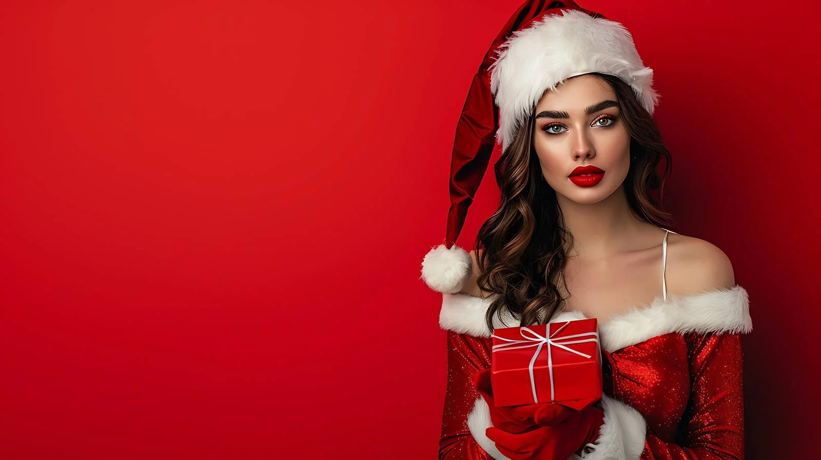 Elegant Santa: Festive Woman in Santa Attire — free download from Dotvec
