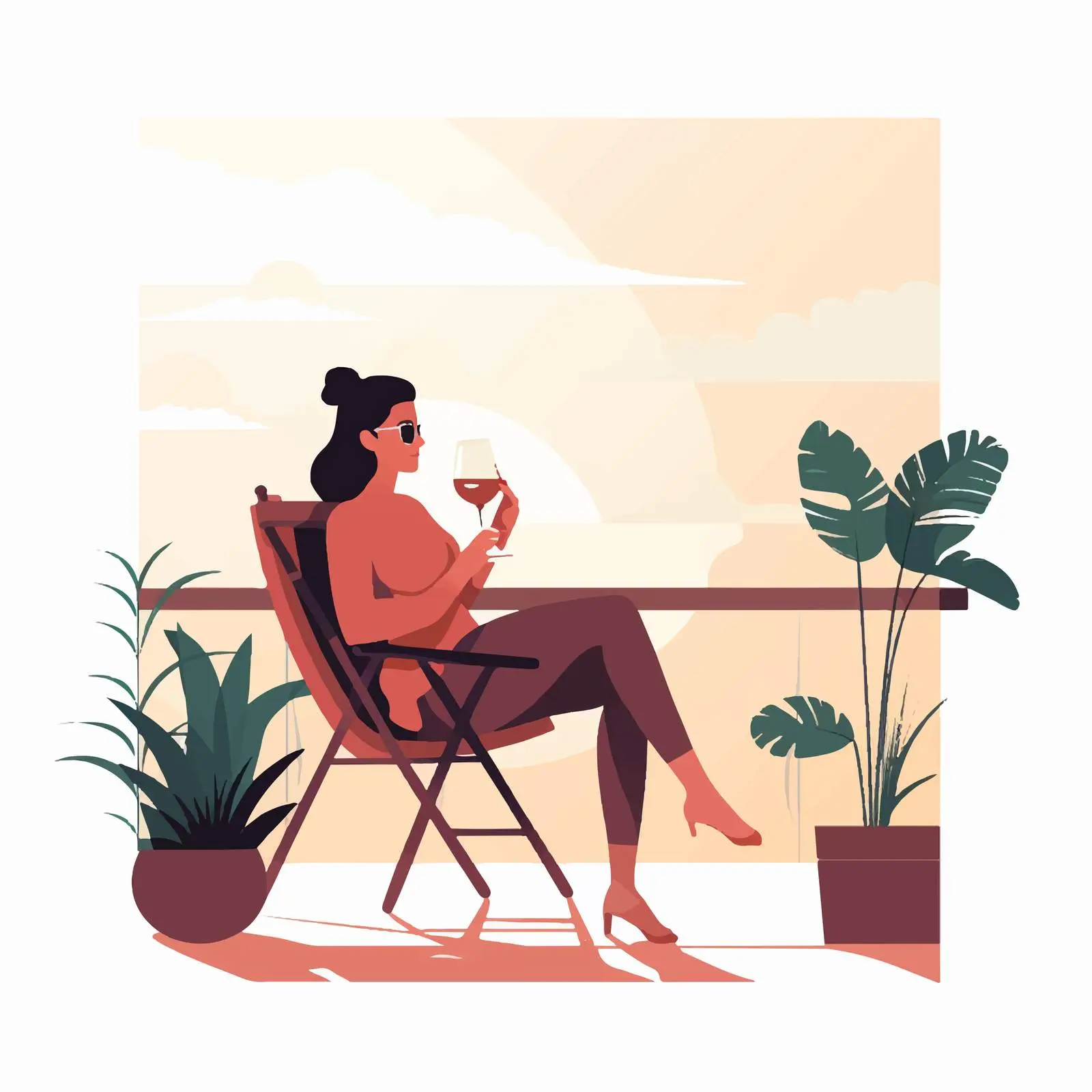 Young Woman Enjoying Wine on Balcony – free personal time image from Dotvec