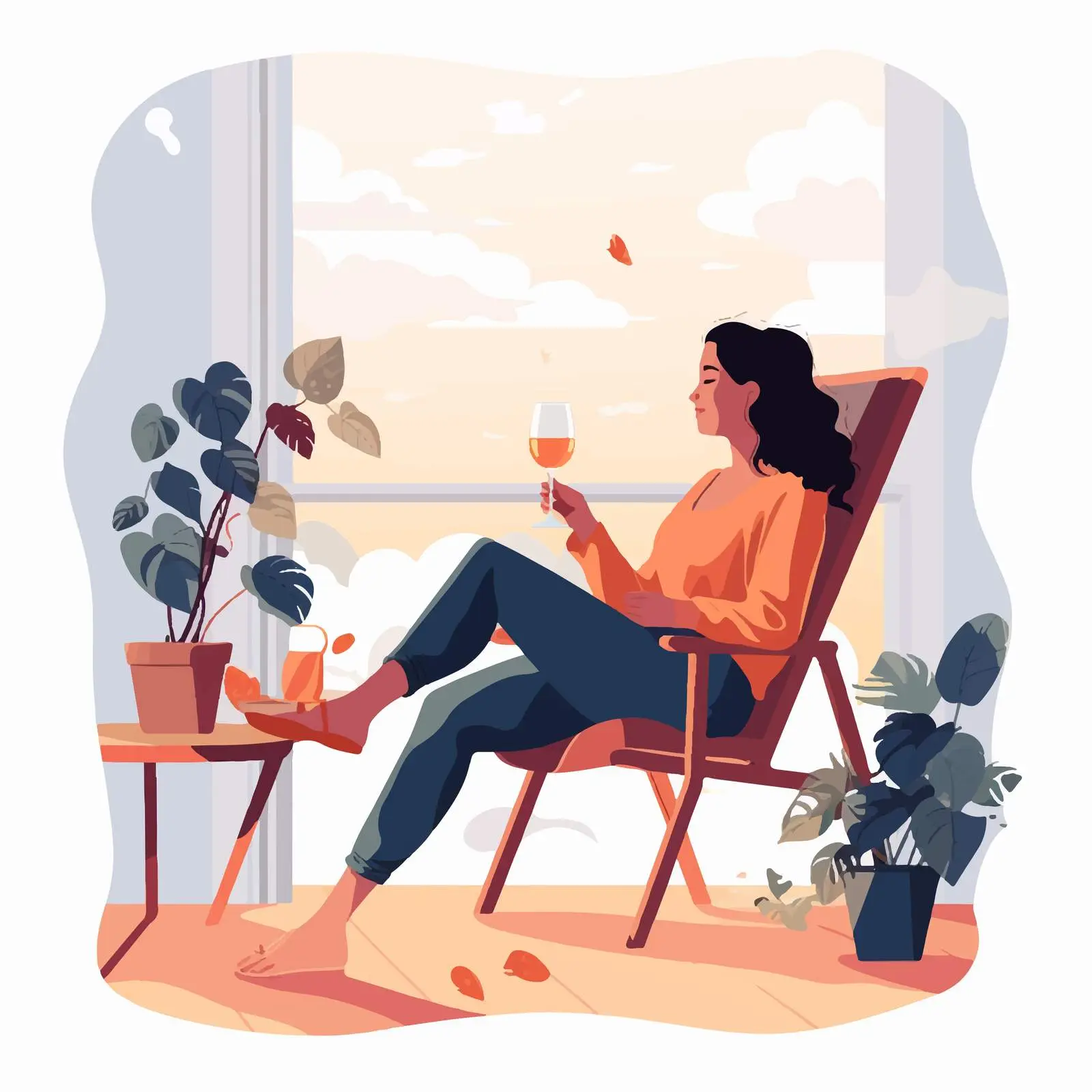 Young Woman Enjoying Wine on Balcony — free download from Dotvec