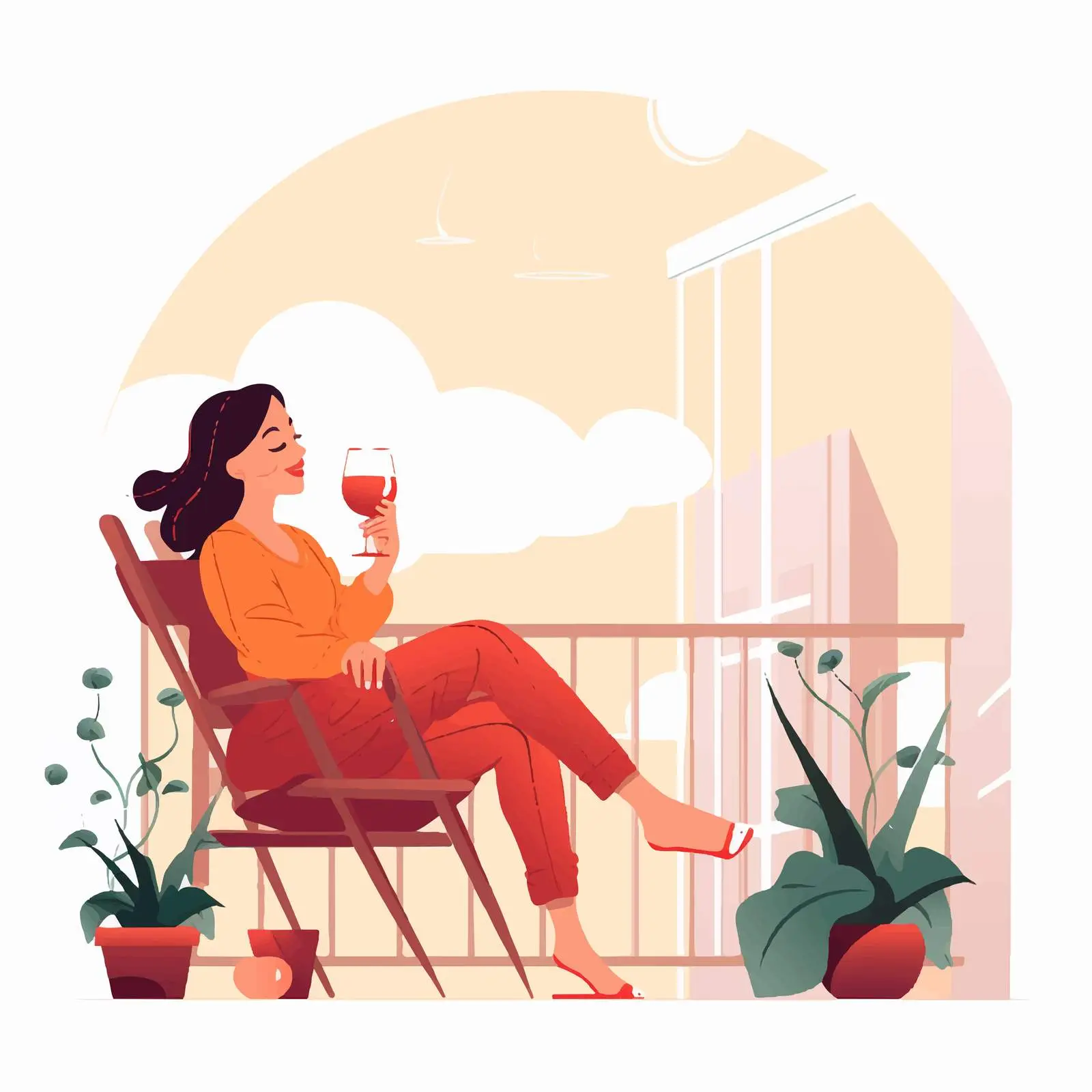Young Woman Enjoying Wine on Balcony — free download from Dotvec