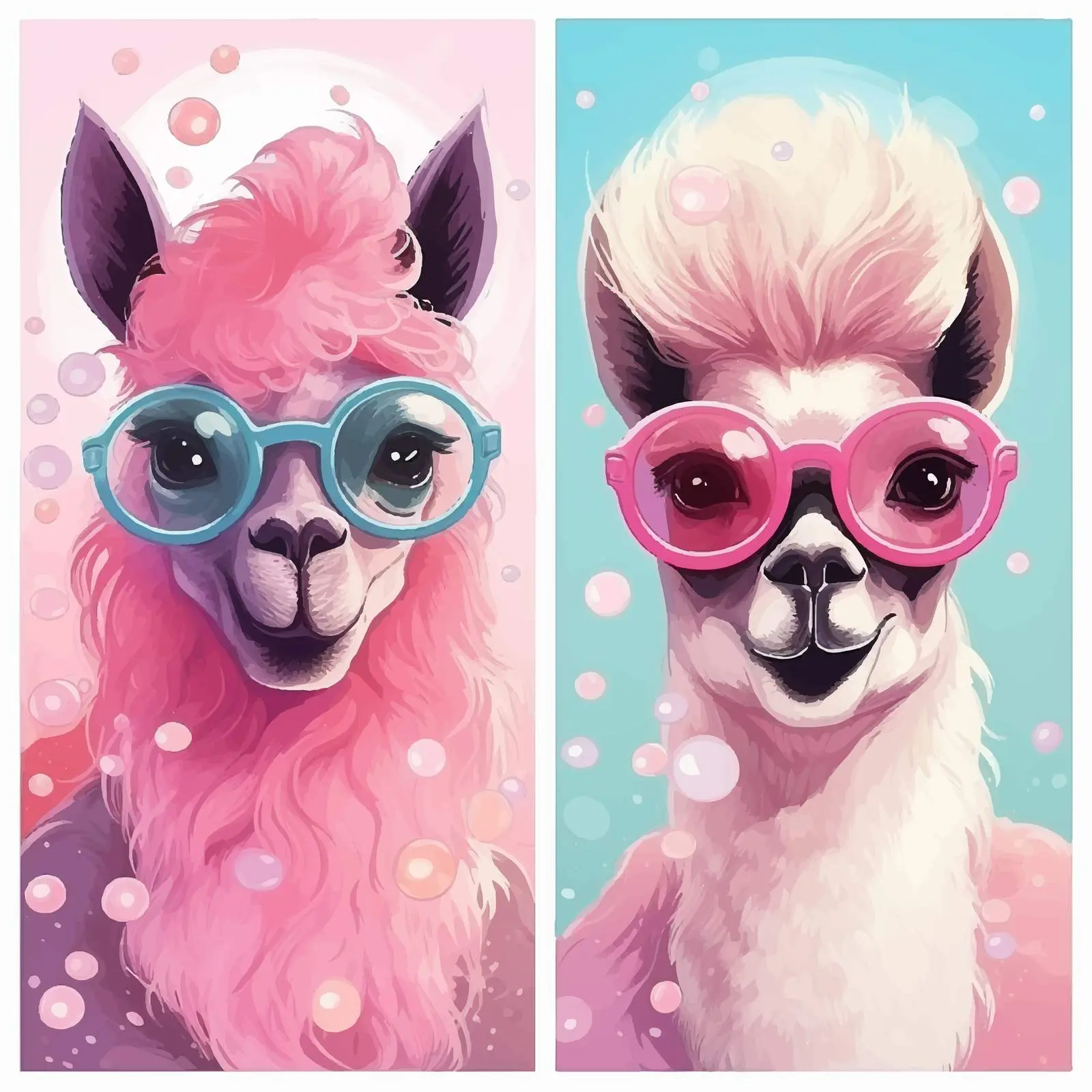 Alpaca and Monkey in Heart Glasses Design – free colorful animal image from Dotvec