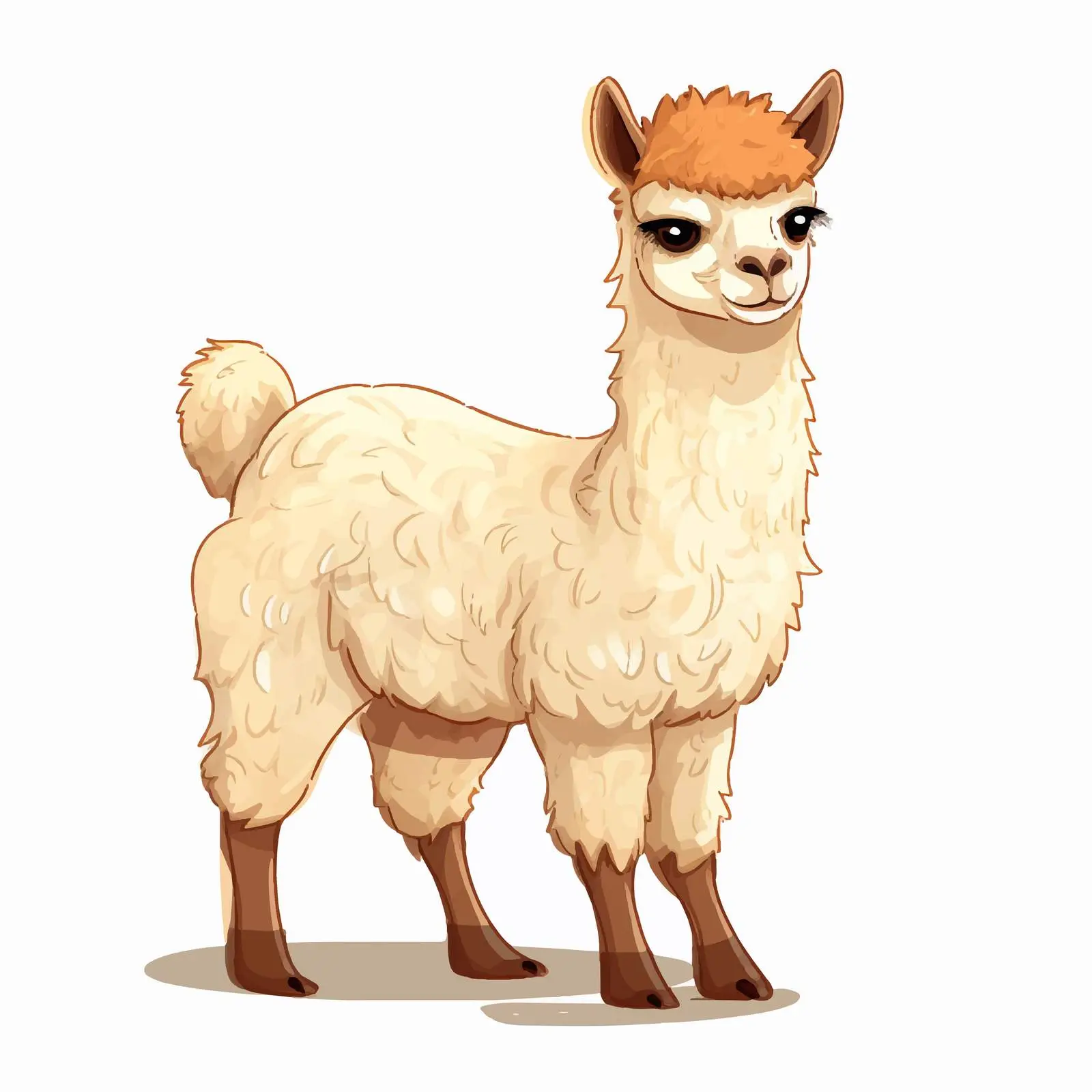Cartoon Alpaca Hand-Drawn Illustration on White – free cute alpaca image from Dotvec