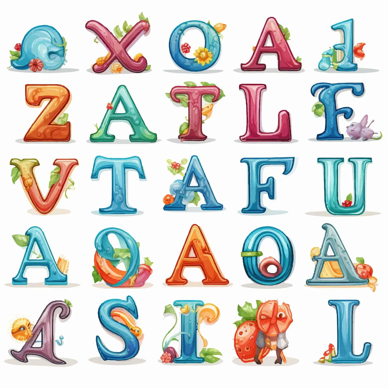 Colorful Alphabet Letters A-Z Vector Illustration — free download from Dotvec