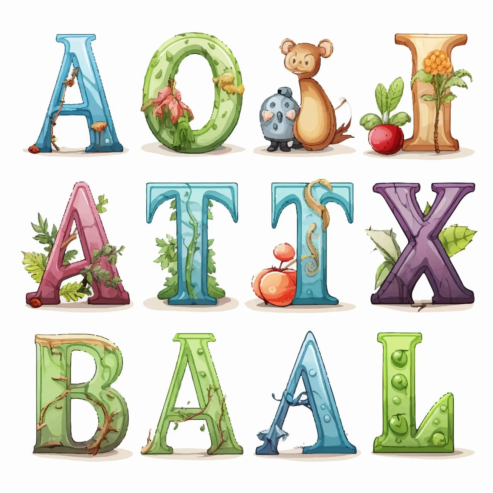 Cartoon Alphabet Letters A-Z Vector Collection — free download from Dotvec